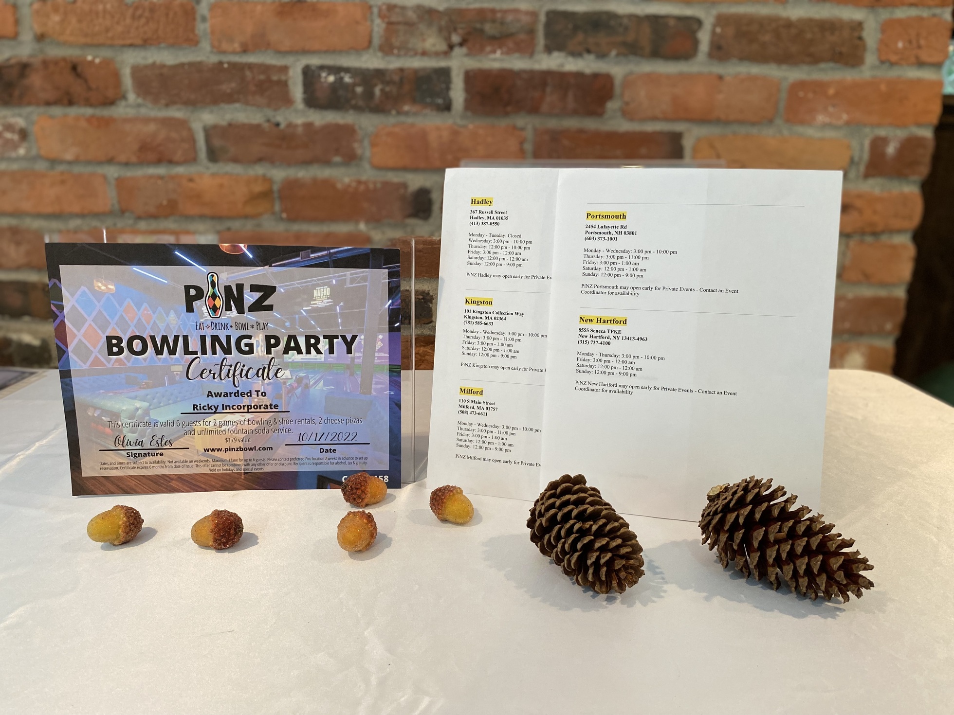PINZ Bowling Party Ricky Inc. Auction 2022